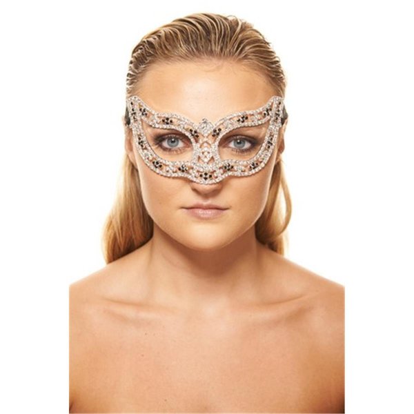 Kayso Premium Luxury Metal Mask with Clear Crystals One Size CM012